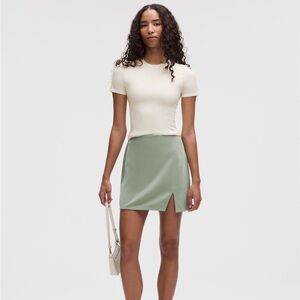 Lululemon Wundermost Ultra Soft Nulu Hip Length Crewneck Shirt Tan